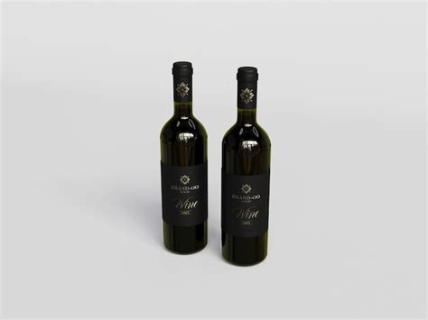 Maqueta De Botella De Vino Negro Renderizado En D Archivo Psd Premium