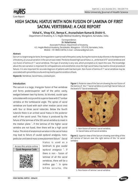 (PDF) HIGH SACRAL HIATUS WITH NON FUSION OF LAMINA OF FIRST SACRAL VERTEBRAE: A CASE REPORT