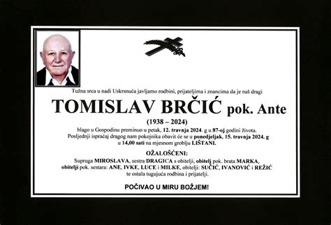 Tomislav Br I Pok Ante Osmrtnice Livno