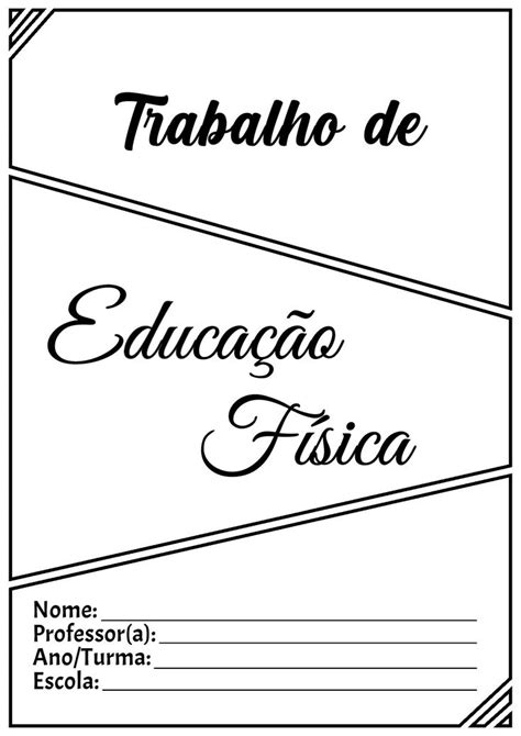 Capa para trabalho escolar Educação Física Educação fisica Trabalho