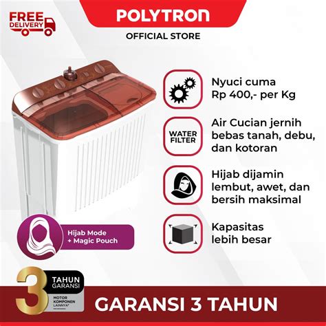 Jual POLYTRON Mesin Cuci 2 Tabung Primadona Giant 8Kg PWM 8072N