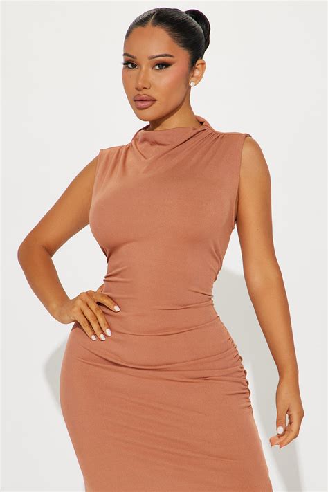 Ravyn Ruched Maxi Dress Cognac Fashion Nova Dresses Fashion Nova