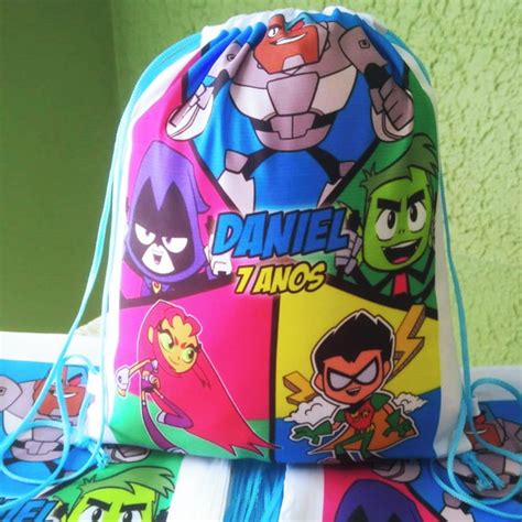 Mochilinha Ecobag Sacochila Personalizada Jovens Titans No Elo