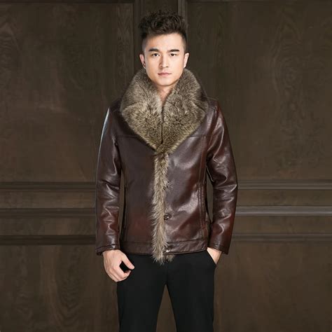 Мужская кожаная куртка из искусственной овчины зимняя кожаная куртка ...