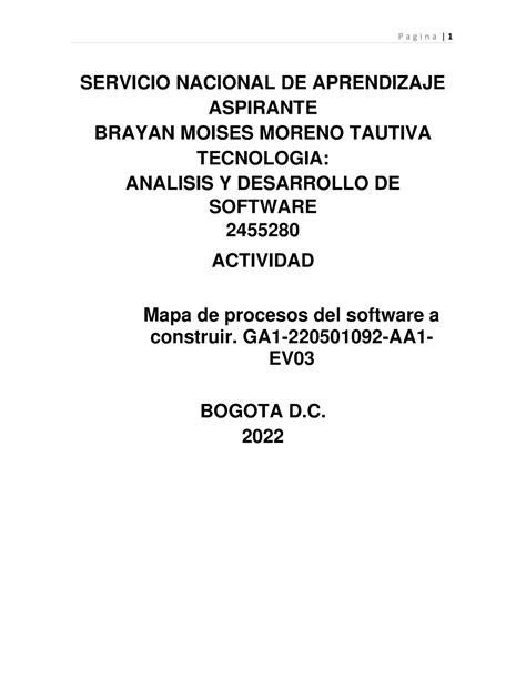 Mapa De Procesos Organizacionales GA1 220501092 AA1 EV03 SERVICIO