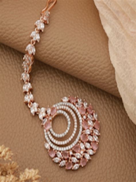 Buy Saraf RS Jewellery Rose Gold Plated Pink White AD Studded