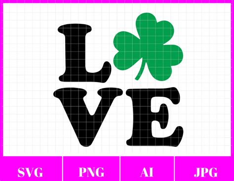 St Patricks Day Love Clover Svg File St Patricks Day Svg Files