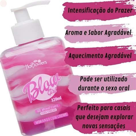 Gel Creme Beijável Blow Girl Morango Creme Virilha Hot Flowers