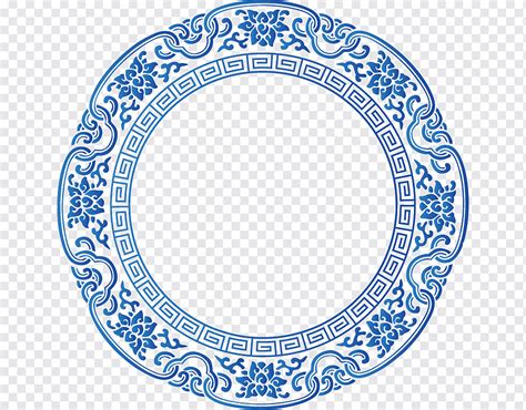 Blue Antique Border Ancient Circle Round Lace Round Border Png