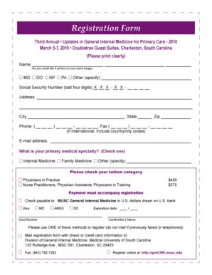 Fillable Online Clinicaldepartments Musc Registration Form Clinical