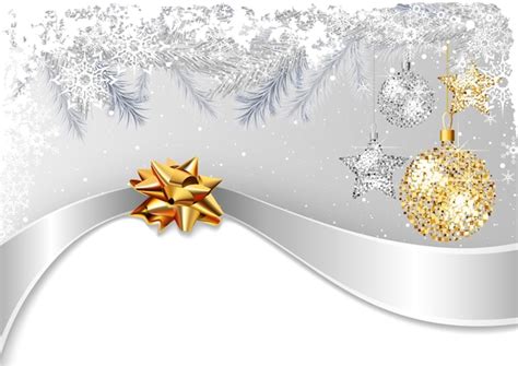 Premium Vector | Festive christmas background with silver and gold ...