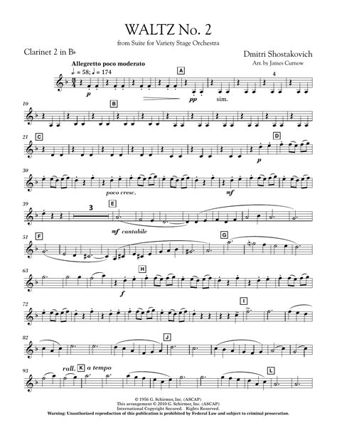 Waltz No 2 From Suite For Variety Stage Orchestra Bb Clarinet 2 By James Curnow Sheet Music