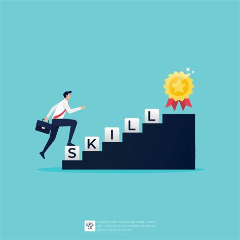 Businessman Climbing Skill Word To The Top Skill Improvement An