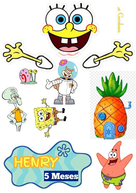 Spongebob Topper Cake Printable Bolo Do Bob Esponja Festa De Images