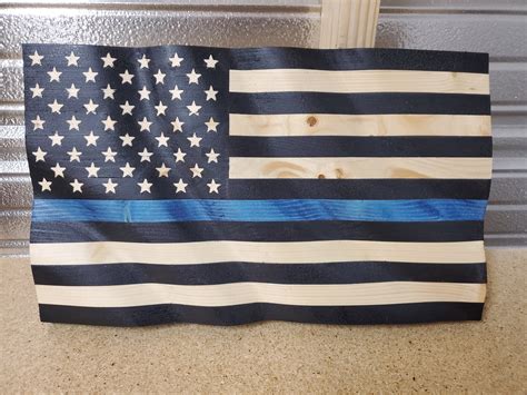 Waving Thin Blue Line Flag Etsy