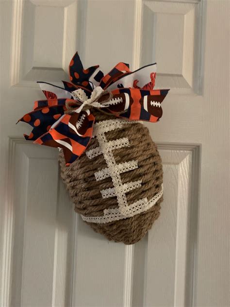 Football Wreath with Dollar Tree Rope and Team Colored Ribbon