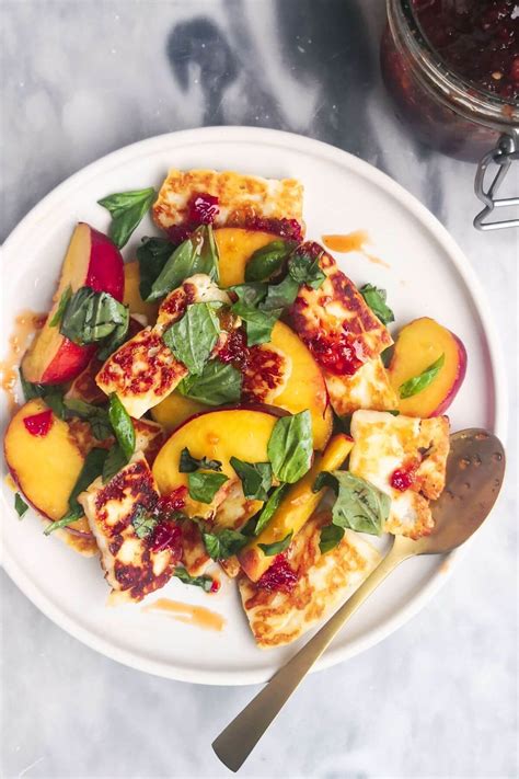 Quick Peach And Halloumi Salad With Sweet Chilli Jam Dished By Kate