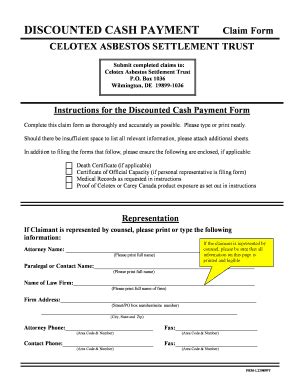 Fillable Online DISCOUNTED CASH PAYMENT Claim Form Armstrong World