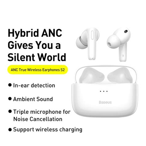 Baseus SIMU S2 ANC True Wireless Earphones with Charging Case(White ...