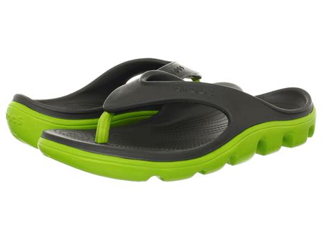 Crocs Duet Sport Flip Flop Graphite Volt Green | Shipped Free at Zappos