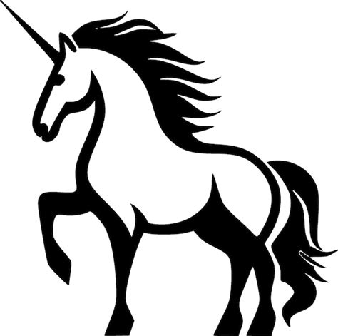 Ilustración vectorial de unicornios en blanco y negro Vector Premium