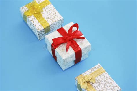 White Gift Decorative Design Boxes with Bows for Surprise Stock Image ...