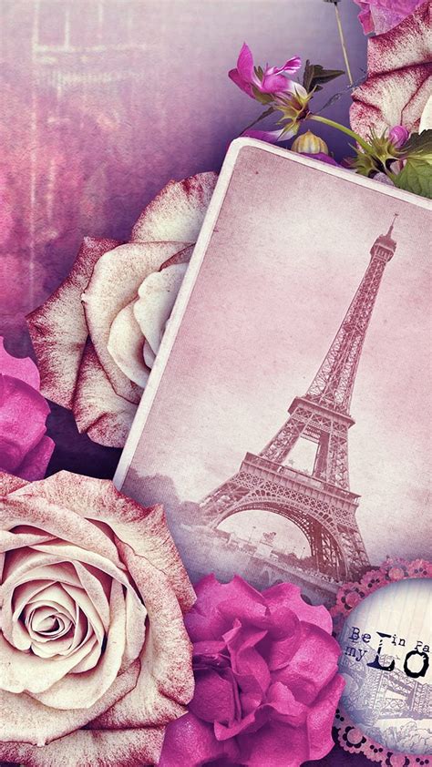 Paris Eiffel Tower Flowers Pink Rose Hd Phone Wallpaper Peakpx