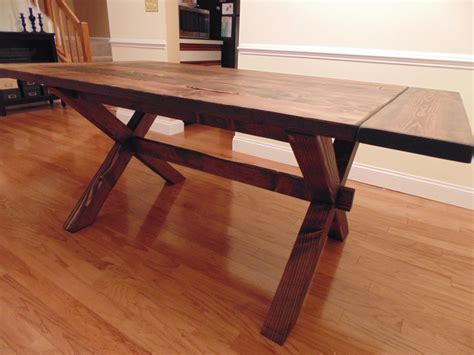 Custom Made Crossed Leg Trestle Style Farmhouse Table Rustic Farmhouse Table Farmhouse Table