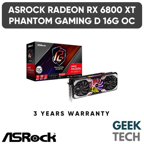 ASROCK AMD Radeon RX 6800 XT Phantom Gaming 16GB GDDR6 OC Edition ...