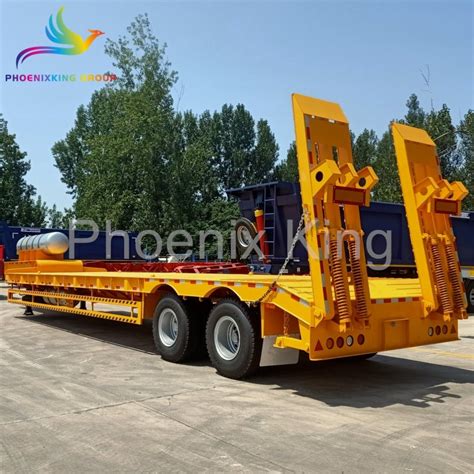 3 4 Axles Low Bed Trailer Container Gooseneck Excavator Transport Semi