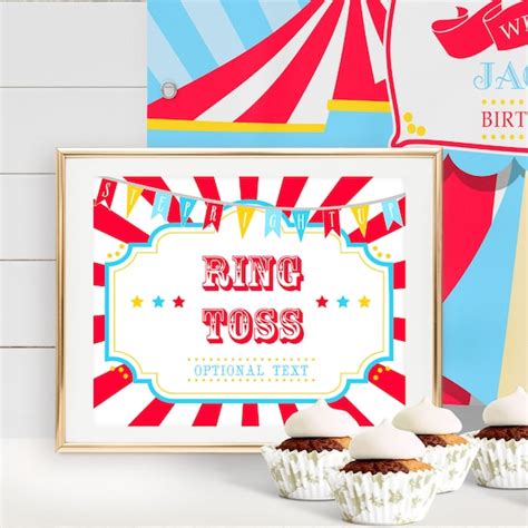 Printable And Editable Circuscarnival Game Sign Bright Red Includes 8