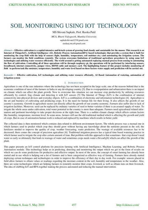 Pdf Soil Monitoring Using Iot Technology