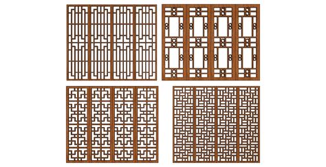 中式花格窗户花窗 Sketchup草图模型下载 Sketchup资源网