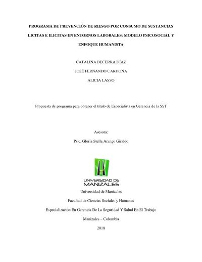 Programa De PrevenciÓn De Riesgo Por Consumo De Sustancias Licitas E