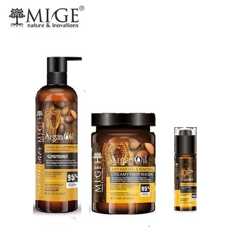 پک شامپو و ماسک مو و روغن آرگان میگ ایتالیا Mige Argan فری سولفات آرایشی جاوید