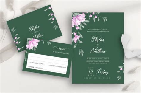 Sage Green Wedding Invitation Templates Graphic By Sadarong Creative