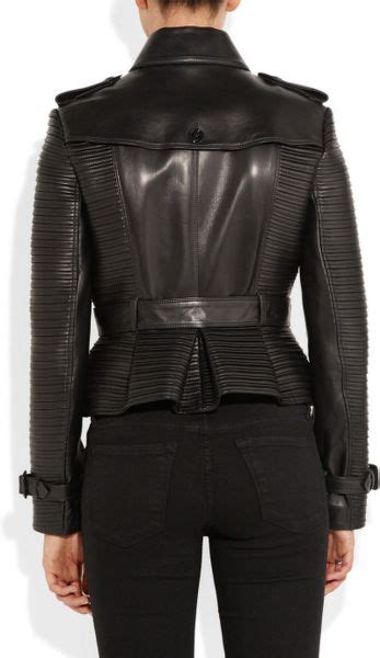 Burberry Leather Peplum Jacket In Black Lyst