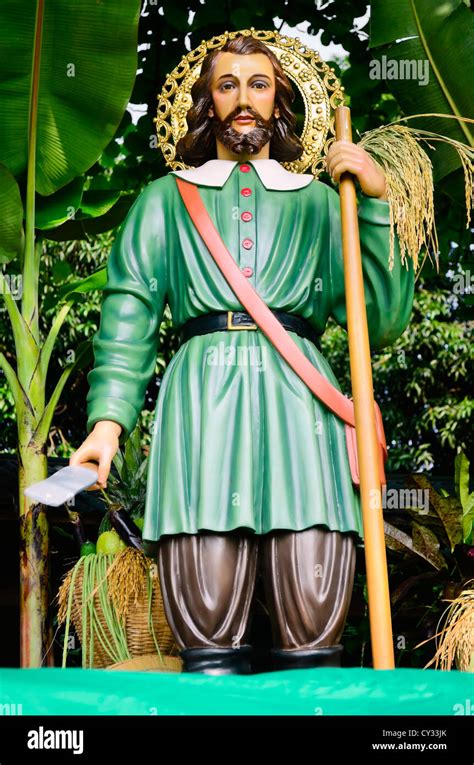 Statue of San Isidro Labrador, a patron saint of many towns in the ...