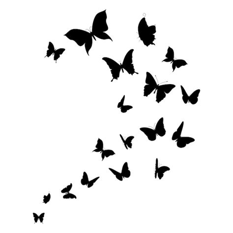 Silhouette De Papillons Volants Vectoriels Vecteur Premium