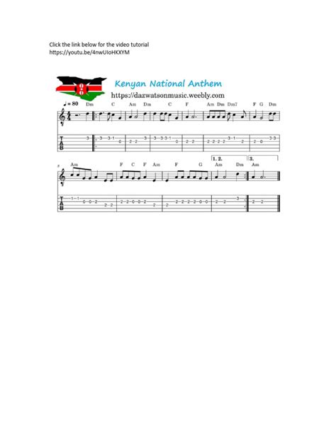 Kenyan National Anthem Easy Guitar Tab 230918 112207 | PDF