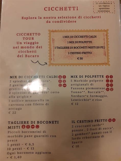 Menu Da Il Bacaro Foresto Osteria Cicchetteria Veneziana Ristorante