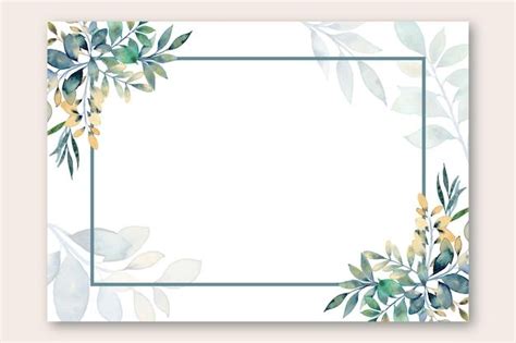 A Square Frame With Watercolor Flowers And Leaves On The Edges Is Shown