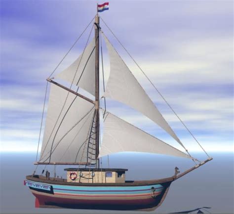 Small Fishing Boat With White Sail Free 3d Model Obj Open3dModel