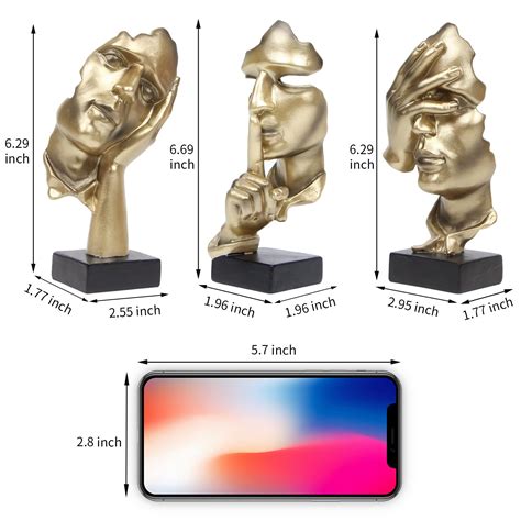 Snapklik Prosfalt 3 Pcs Thinker Statue Silence Is Gold Abstract