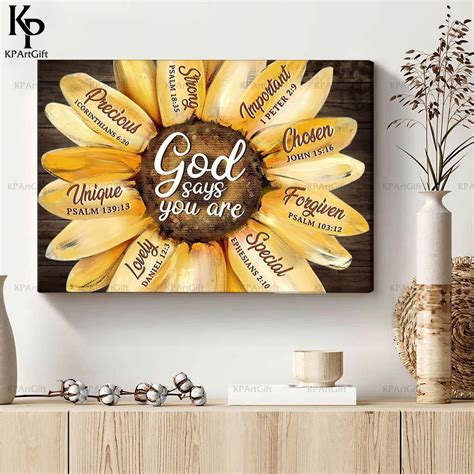 God Says You Are Sunflower Canvas Christian Canvas Sunflower Canvas