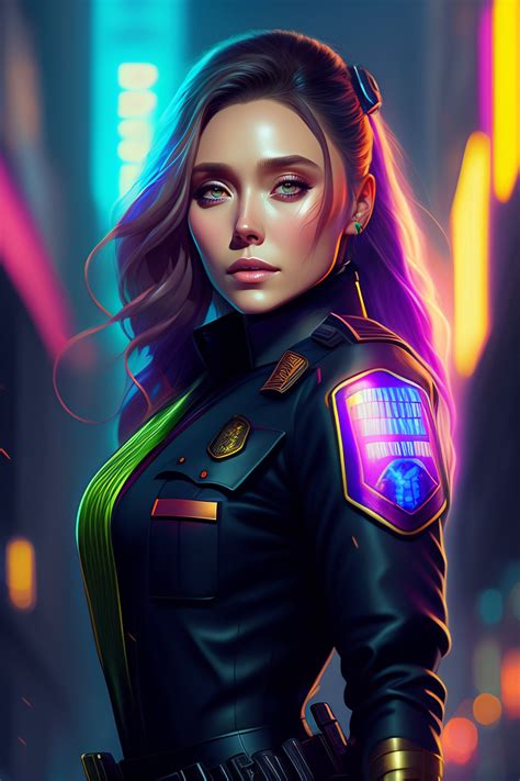 Lexica Anime Key Visual Of Elizabeth Olsen Police Officer Neon