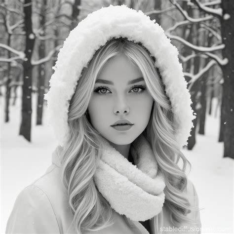 Blonde Snow Bunny In Black And White Art Stable Diffusion Online