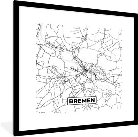 Fotolijst Incl Poster Kaart Bremen Stadskaart Plattegrond