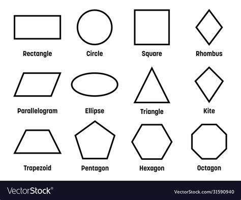 Geometric shapes with labels set 12 basic Vector Image