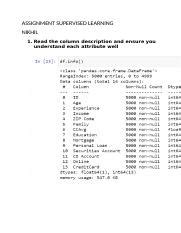 ASSIGNMENT SUPERVISED LEARNING Docx ASSIGNMENT SUPERVISED LEARNING